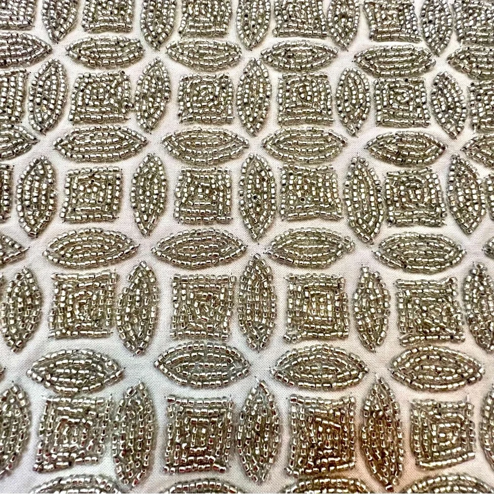 Pottery Barn Round Beaded Placemat Holiday Bling Elegant Party